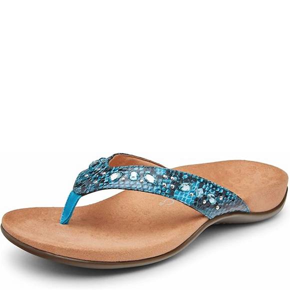 NEW VIONIC women's lucia snake thong sandal in aqua - Picture 1 of 6